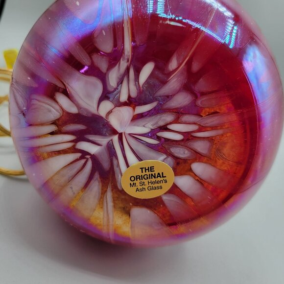 Mt St Helens Ash Glass Table Lamp Iridescent Purple Swirl Design - Picture 8 of 11